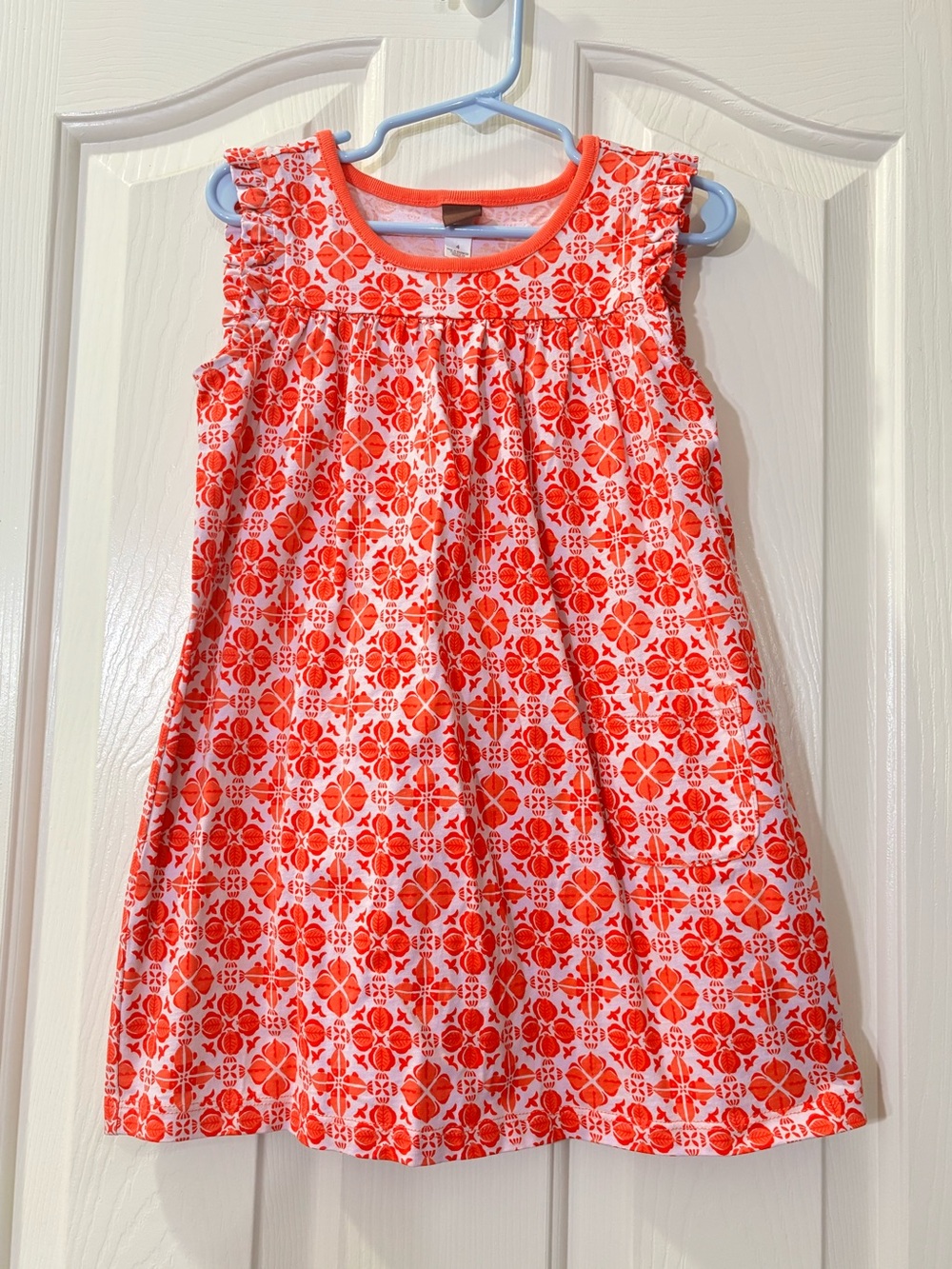 Tea Girls Sleeveless Orange Patterned Dress